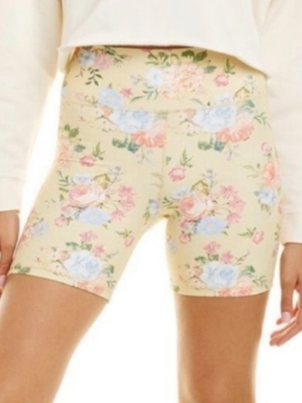 WeWoreWhat Floral High Rise Biker Shorts Zua Sand Multi Athletic Size Small